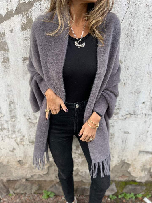 Velina Moda | Women's jacket with fringes - Long women's jacket winter