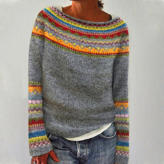 Velina Moda | Women's Sweater with Round Neck Retro Style