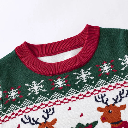 Velina Moda | Kids pullover with deer print - Soft & warm knitted pullover for boys and girls