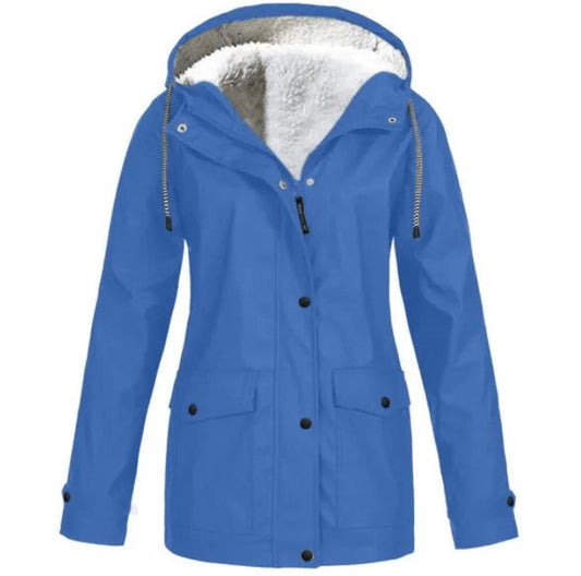 Velina Moda | Fleece Outdoor Jacket with Hood - Women's Jacket