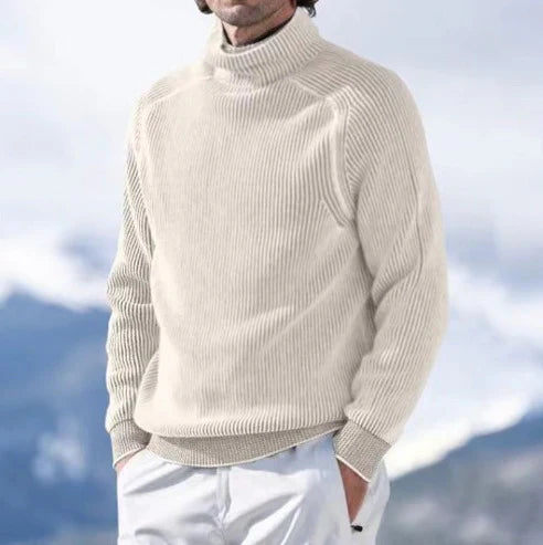 Samuel - Men's cotton knit sweater with high neck