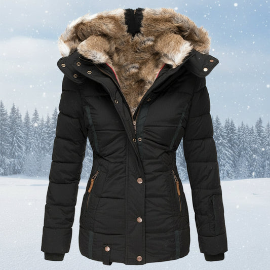 Velina Moda | Parka Women - Quilted Puffer Jacket with Faux Fur Hood