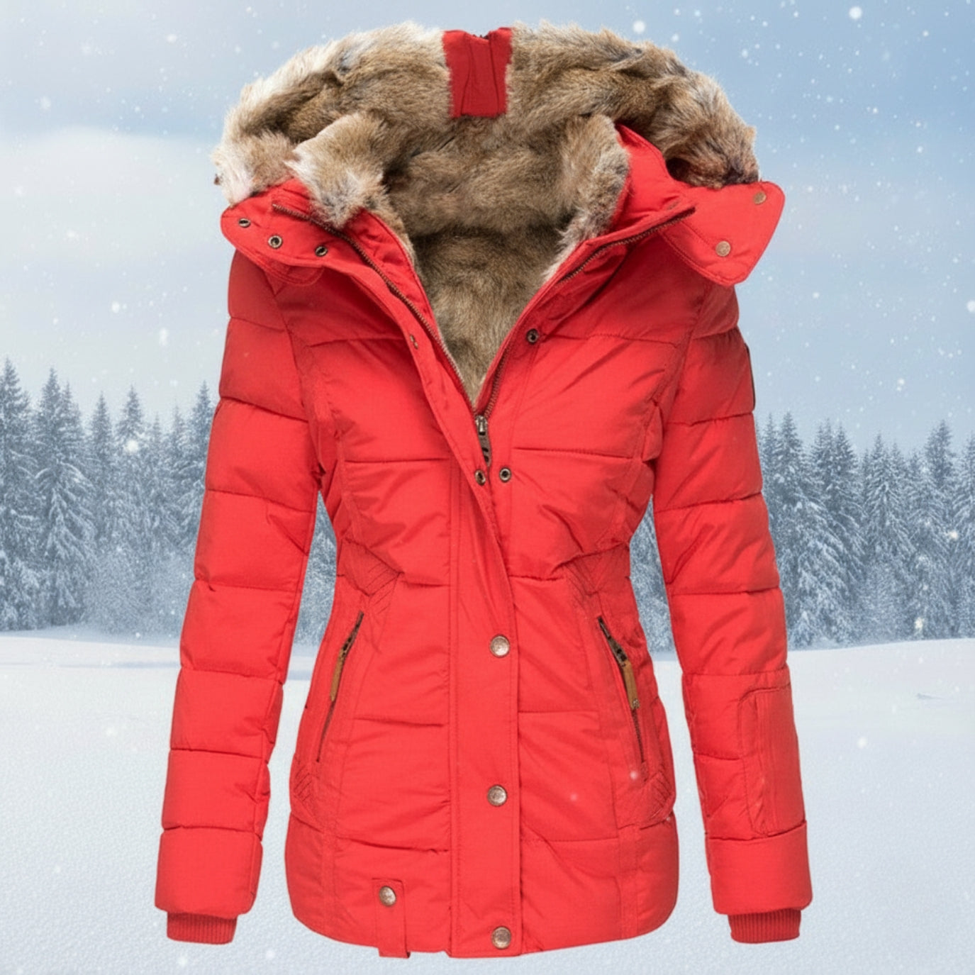 Velina Moda | Parka Women - Quilted Puffer Jacket with Faux Fur Hood