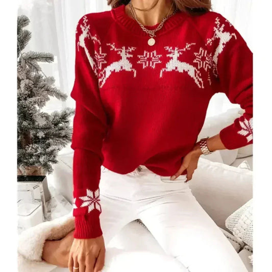 Velina Moda | Women's sweater with reindeer Warm knitted women's sweater