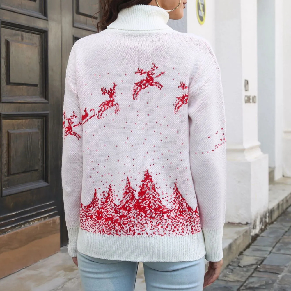 Velina Moda | Christmas Sweater Women Knit Reindeer Print Sweater