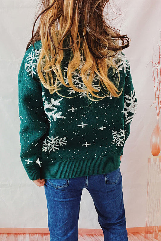 Velina Moda | Christmas Pattern Knitted Round Neck Long Sleeve Sweater