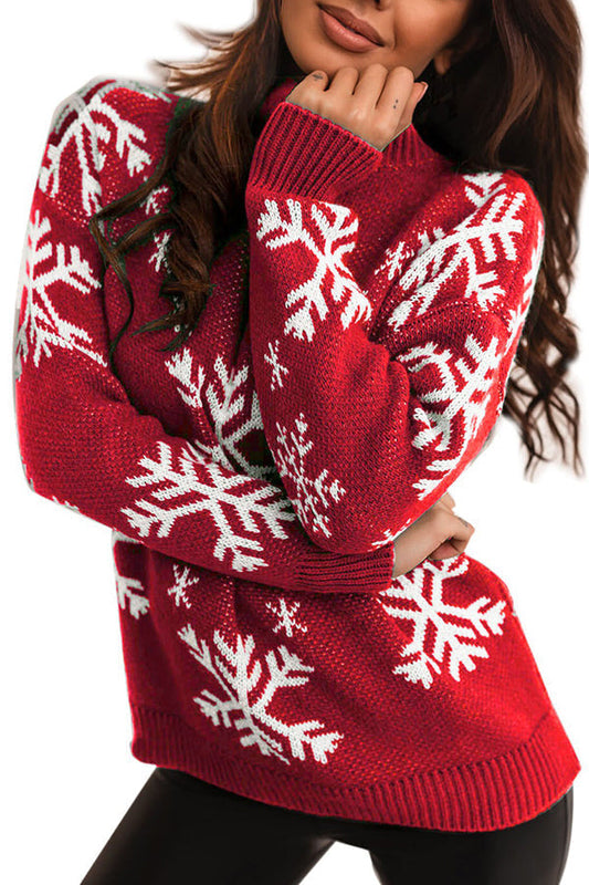 Velina Moda | Turtleneck Christmas Print Knitted Sweater