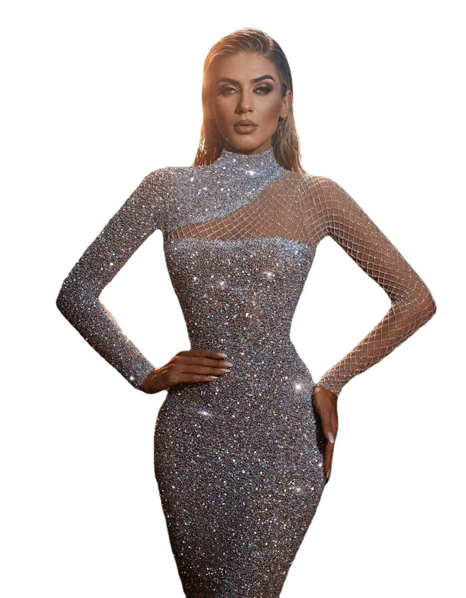 Luxurious off-shoulder sequin dress