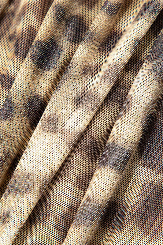 Halter top net with leopard print