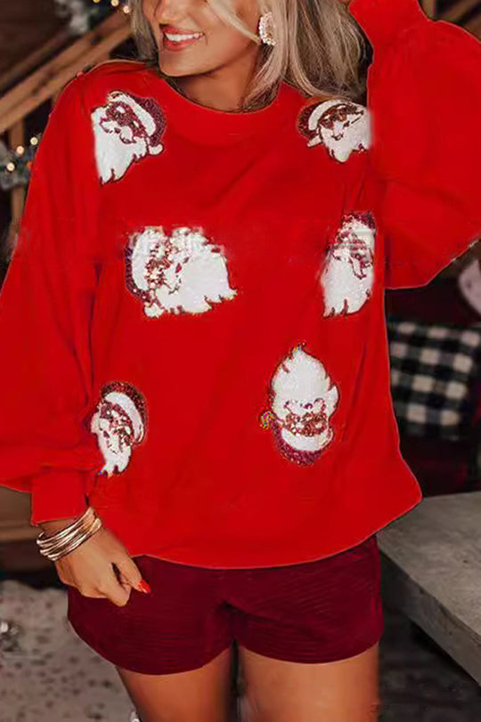 Velina Moda | Santa Claus Sequins Casual Loose Sweatshirt