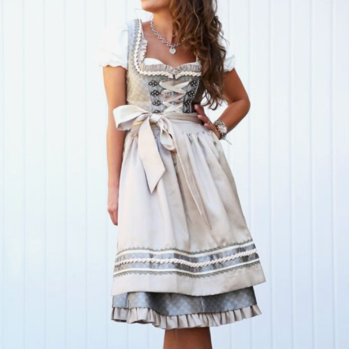 Isolde – Beige Oktoberfest dress with double skirt