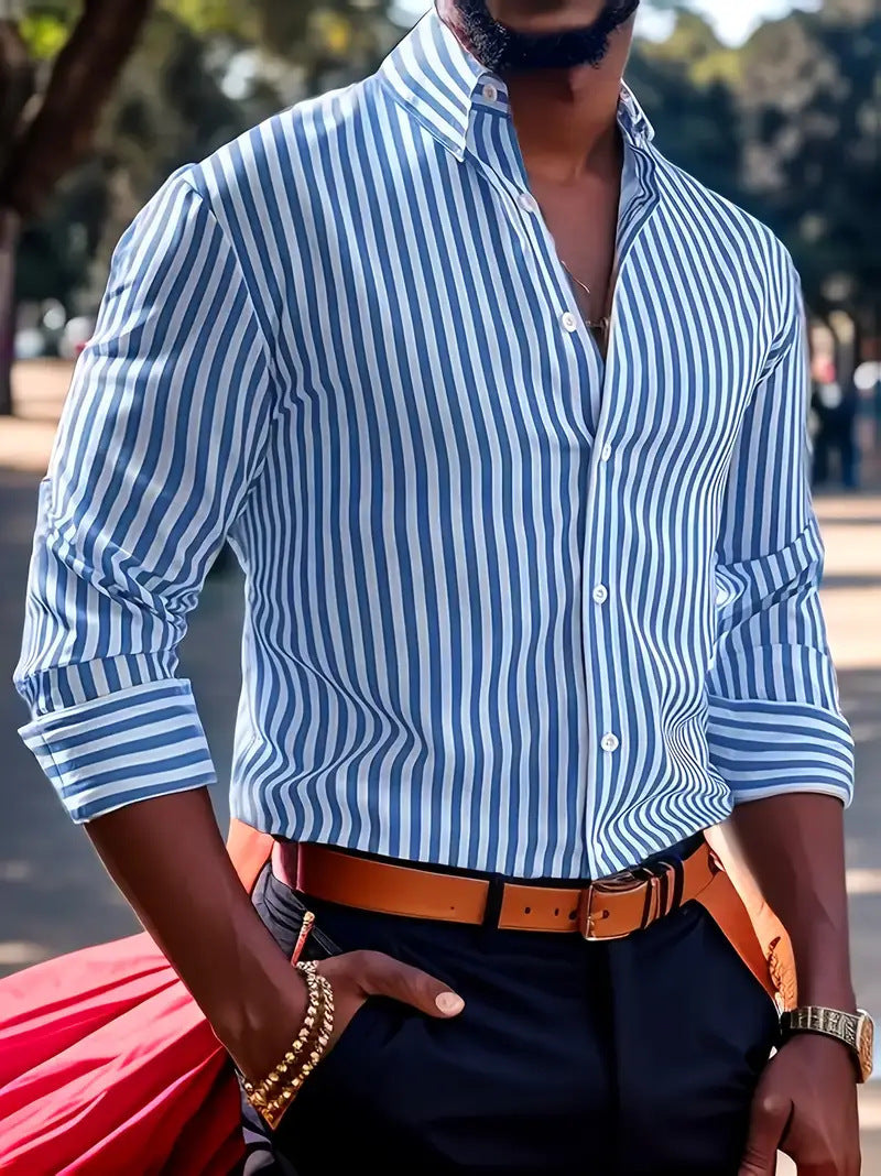 Roma – Vertical striped shirt with classic collar