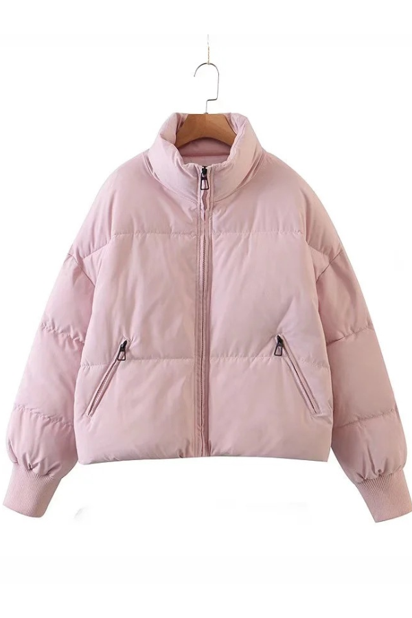 Velina Moda | Collar Zipper Pocket Thick Warm Cotton Jacket
