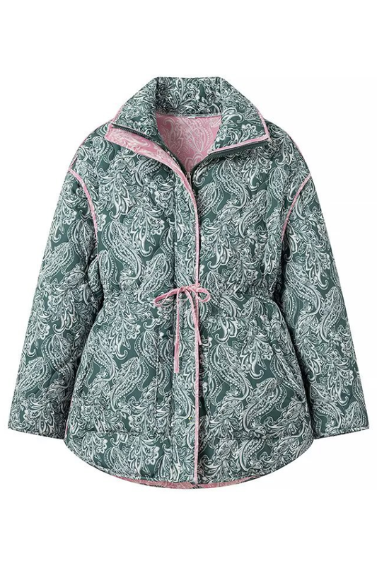 Velina Moda | and Casual Loose Cotton Printed Long Sleeve Jacket