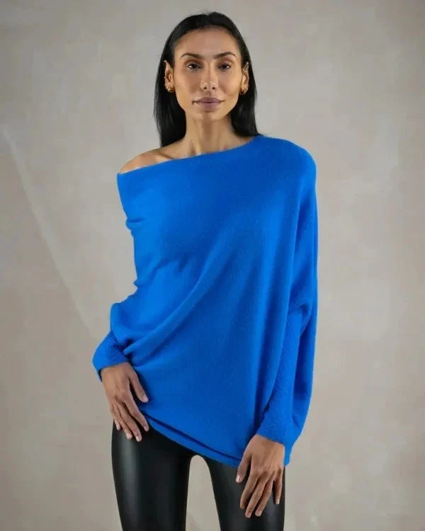 Asymmetrical draped sweater
