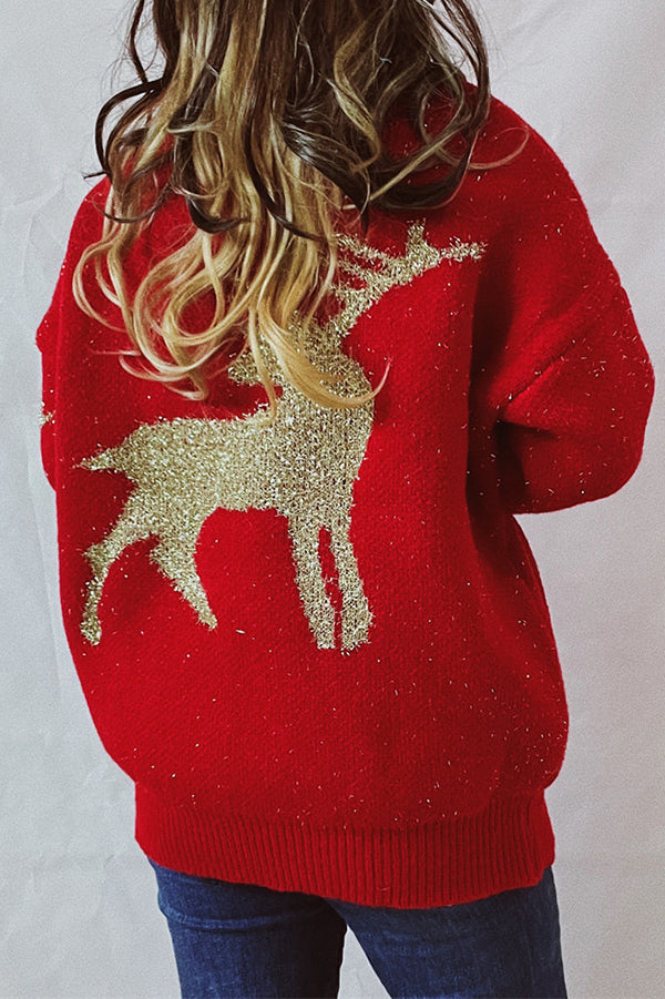 Velina Moda | Christmas Pattern Knitted Round Neck Long Sleeve Sweater
