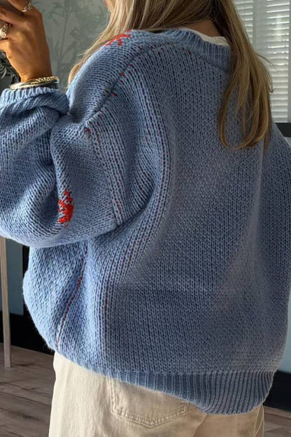Velina Moda | Christmas Knit Boots Round Neck Long Sleeve Sweater
