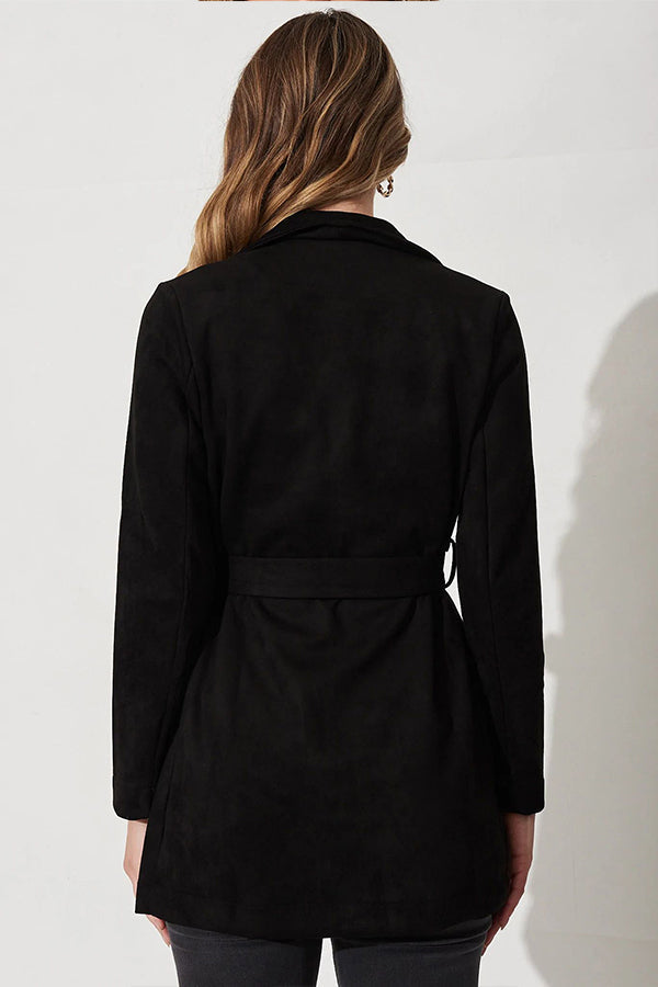 Velina Moda | Color Suit Cardigan Large Lapel Suede Long Sleeve Jacket