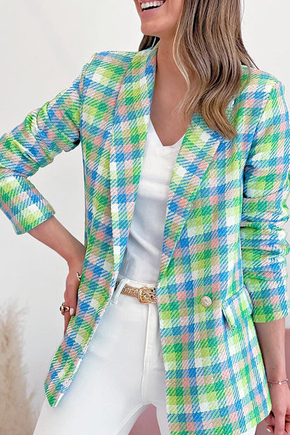 Velina Moda | Arm Pockets Printed Double Button Casual Jacket