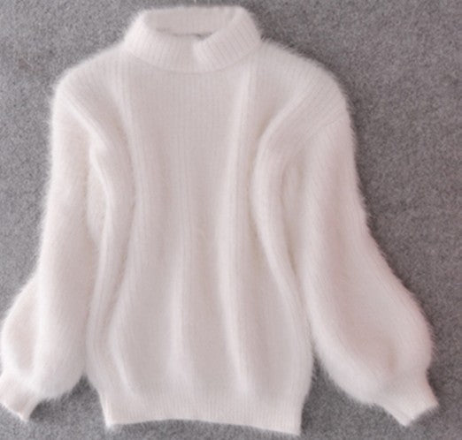 Winter Sweater with Fleece Knit and Balloon Sleeves
