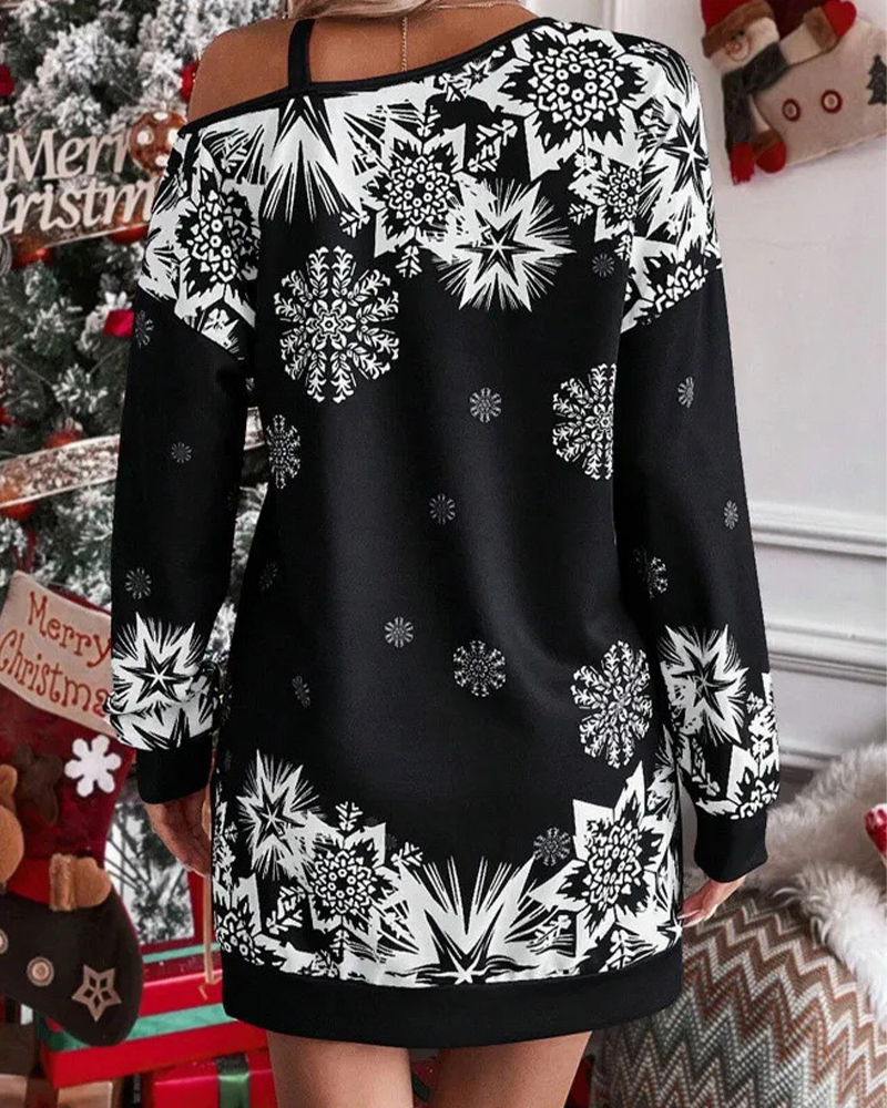 Velina Moda | Asymmetrical Shoulder Christmas Dress
