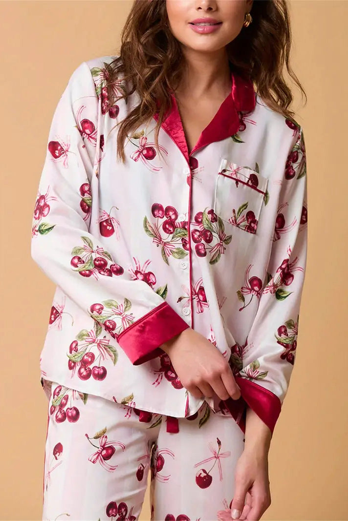 Velina Moda | Christmas Festive Striped Pattern Pajama Set