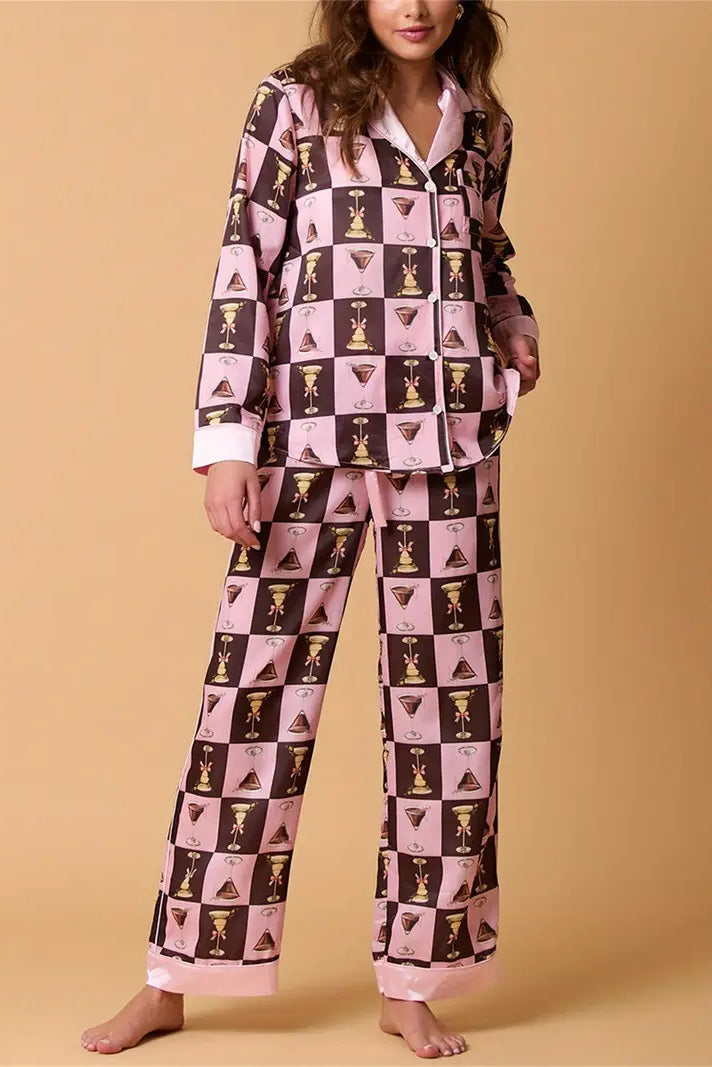 Velina Moda | Christmas Festive Striped Pattern Pajama Set