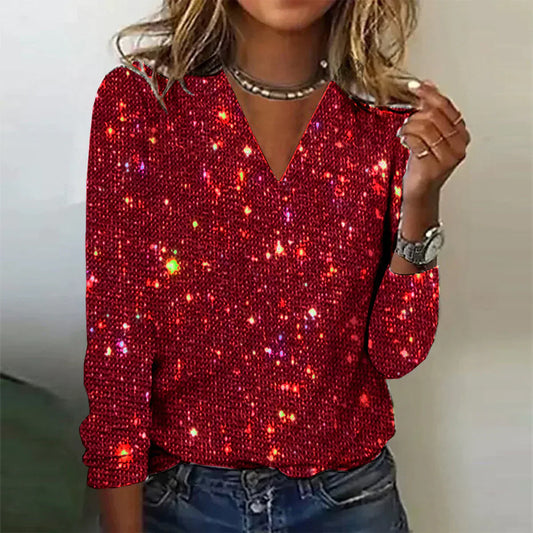 Velina Moda | Shiny pullover with V-neck