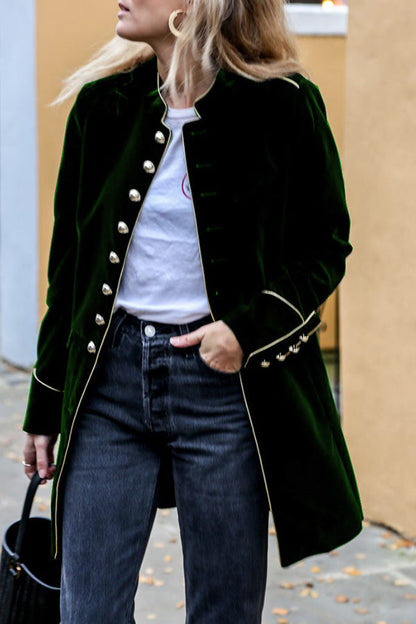 Velina Moda | Velvet Patchwork Multi-Button Women'S Jacket