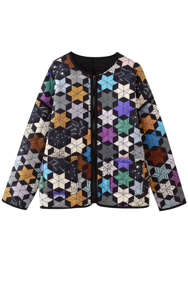 Velina Moda | Five-Pointed Star Print Cotton Jacket