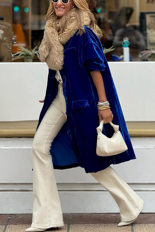 Velina Moda | Gold Velvet Trench Coat Long Skirt Jacket