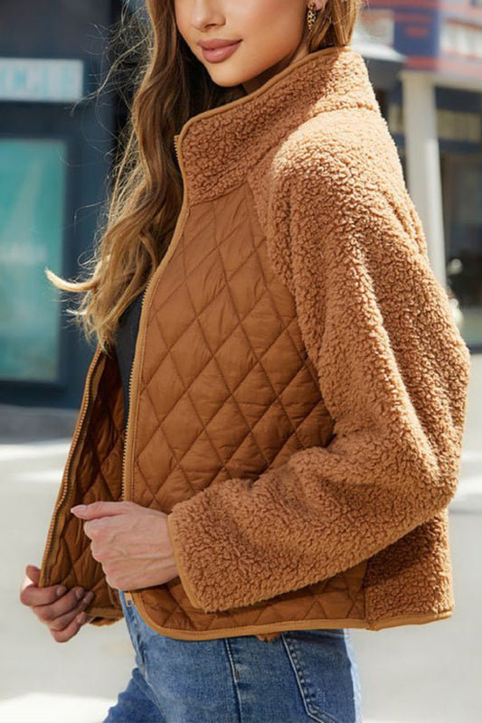 Velina Moda | Panelled Zip Jacket with Long Sleeves