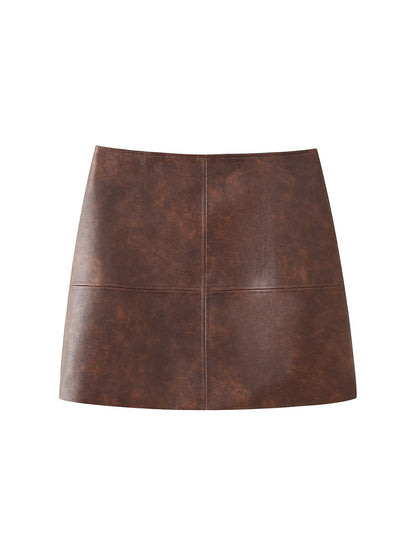 Velina Moda | Leather Jacket & Short Skirt Coordination Set