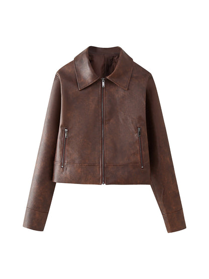Velina Moda | Leather Jacket & Short Skirt Coordination Set