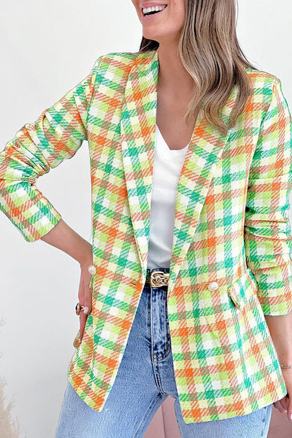 Velina Moda | Arm Pockets Printed Double Button Casual Jacket