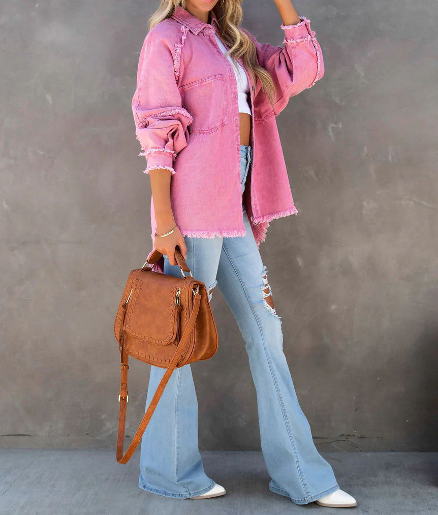 Velina Moda | Edge Patchwork Pocket Denim Jacket