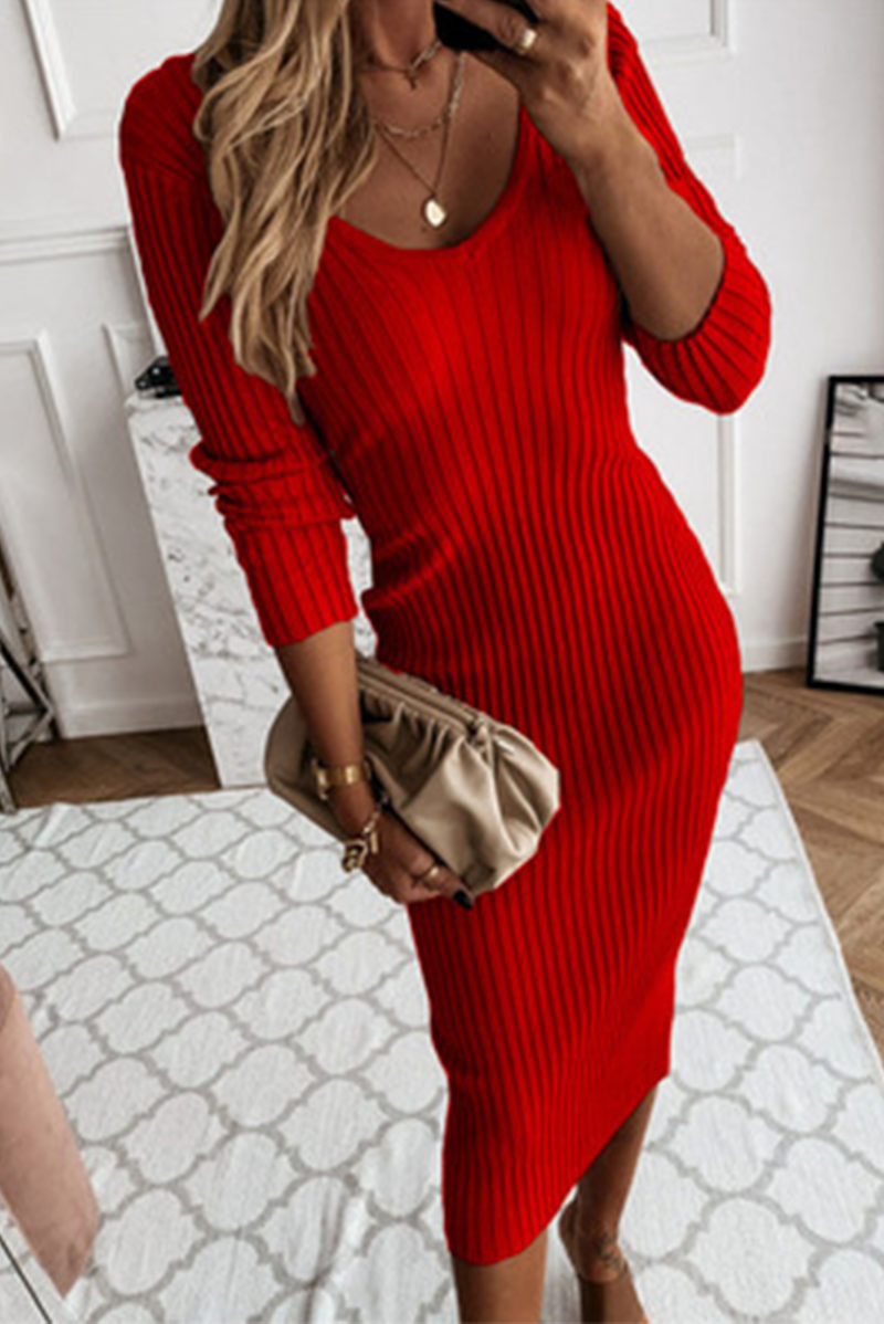 Ribbed bodycon midi dress