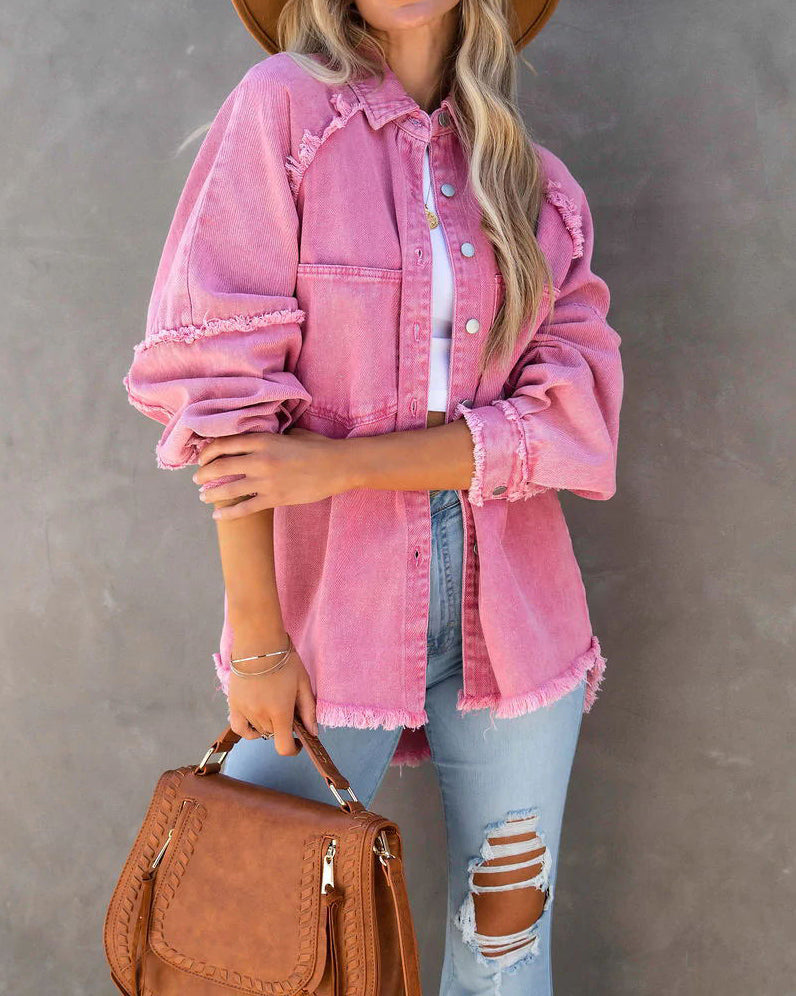 Velina Moda | Edge Patchwork Pocket Denim Jacket