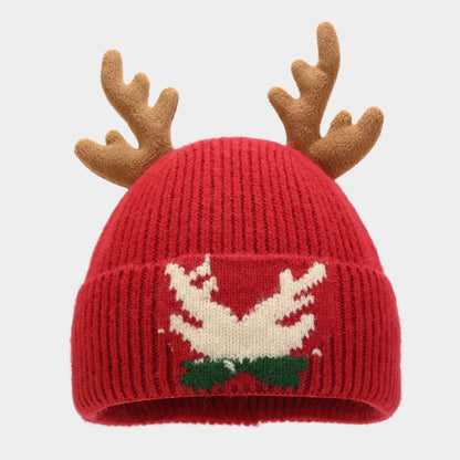 Velina Moda | Christmas Reindeer Antlers Scarf Hat Gloves Three-Piece Set (3 Colors)