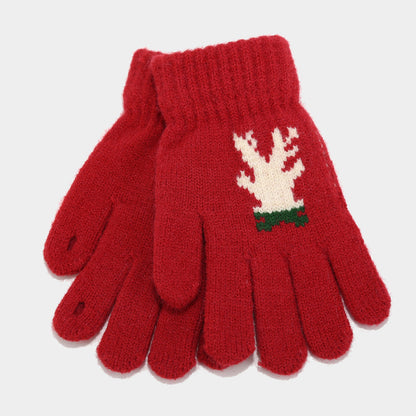 Velina Moda | Christmas Reindeer Antlers Scarf Hat Gloves Three-Piece Set (3 Colors)