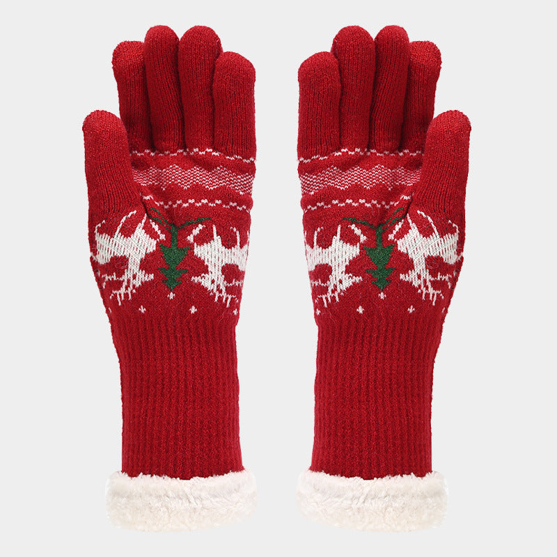 Velina Moda | Christmas Reindeer Pattern Hat Scarf Gloves Set (6 Colors)