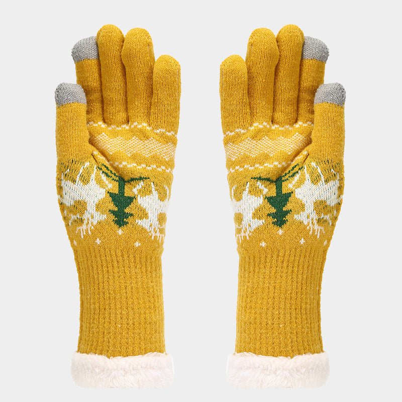 Velina Moda | Christmas Reindeer Pattern Hat Scarf Gloves Set (6 Colors)