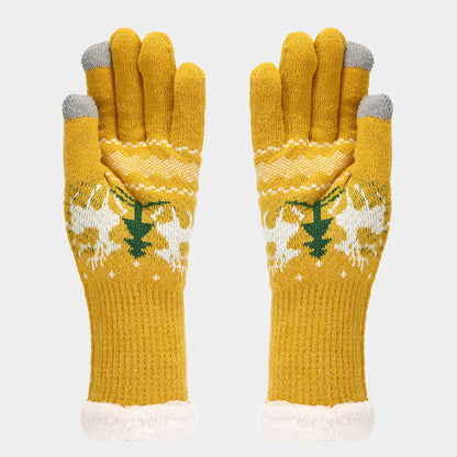 Velina Moda | Christmas Reindeer Pattern Hat Scarf Gloves Set (6 Colors)
