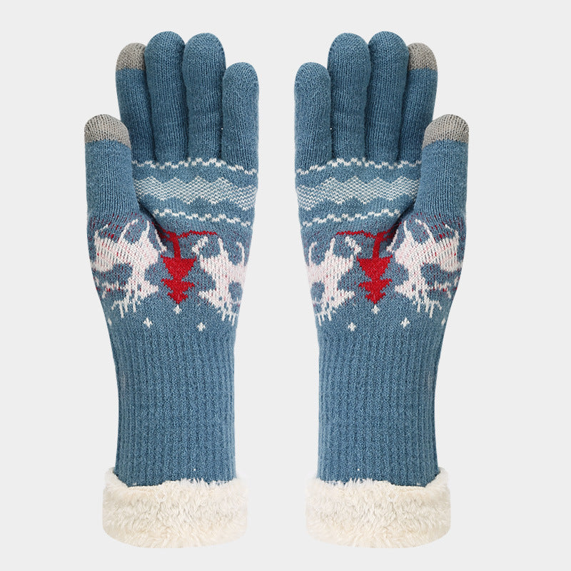 Velina Moda | Christmas Reindeer Pattern Hat Scarf Gloves Set (6 Colors)