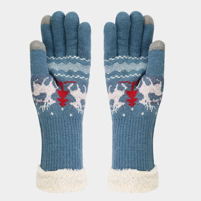 Velina Moda | Christmas Reindeer Pattern Hat Scarf Gloves Set (6 Colors)