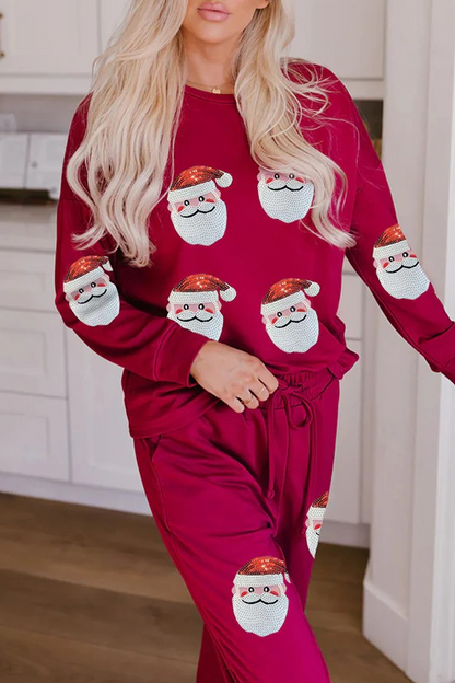 Velina Moda | Casual Party Santa Christmas Tree Candy Sequins Lace O-Neck Long Sleeve Two Pieces (3 Colors)