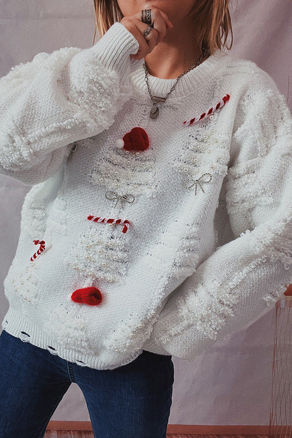 Velina Moda | Handmade Bead Christmas Theme Sweater Three-Dimensional Decorative Sweater