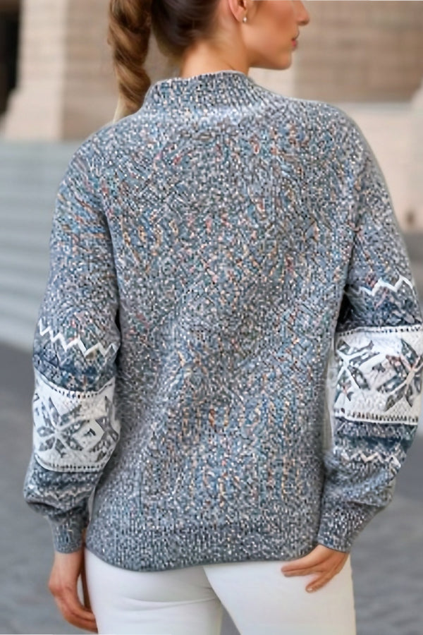 Velina Moda | Chic Christmas Turtleneck with Snowflake Sweater