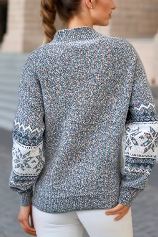Velina Moda | Chic Christmas Turtleneck with Snowflake Sweater