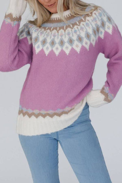 Velina Moda | Christmas Thickened Round Neck Long Sleeve Knitted Sweater
